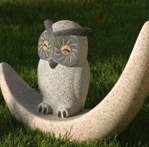 Eule aus Naturstein als Garten- oder Grabfigur – Modell FG002